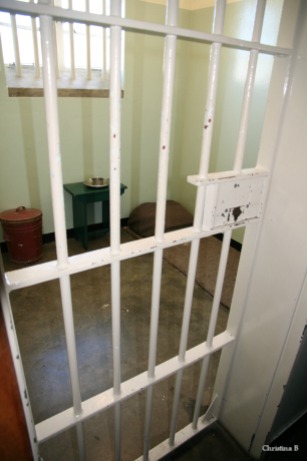 Nelson Mandela's old cell at Robben Island prison, Cape Town, South Africa