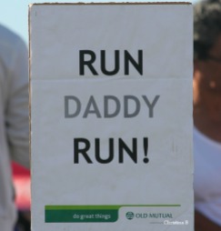 Someone else had this sign up as encouragement for their dad at the finish line of the Two Oceans Marathon in Cape Town, South Africa. Taken while we were waiting for my husband to finish his 18th Two Oceans marathon.