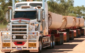 Road train, a common sight on outback Australian roads. Taken at Minilya roadhouse, about 100km from Coral Bay in northwestern Australia.